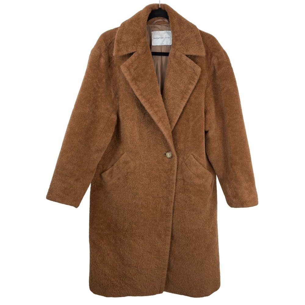 Aritzia Babaton Stedman Alpaca Wool Blend Teddy Coat Brown Size 1
